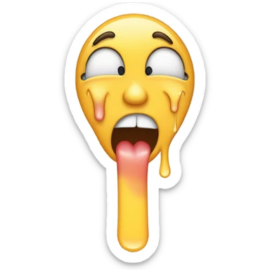 crying emoji sticking up both middle finger with its tounge out sticker