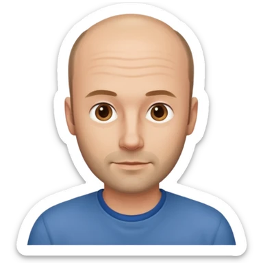 man mid 30's casual clothes balding hairline sticker