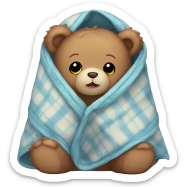  cute teddy bear cozy in blanket sticker