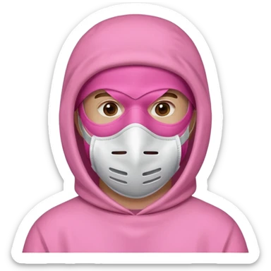 man in pink protection clothes with full-faced pink mask covered whole face sticker