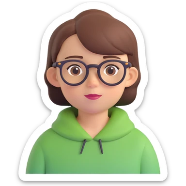 emoji of an 11 year old with glasses and short hair sticker