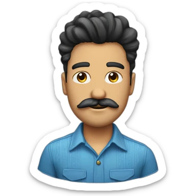 hombre pelo corto azul y bigotes cumbia sticker