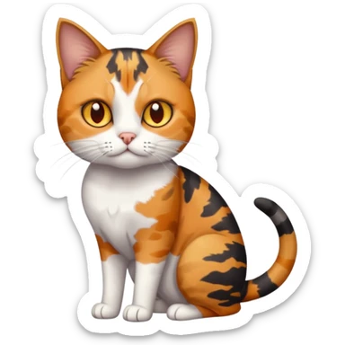 full body anxious looking colourful light patched calico tabby cat with hazel eyes sticker