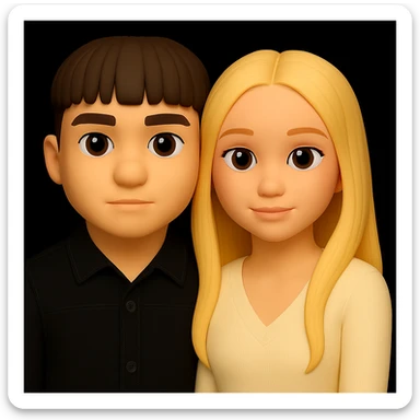 Rotate the girl forward so she is looking straight ahead, preserving the 3d-emoji style look and feel, keep everything else unchanged. sticker