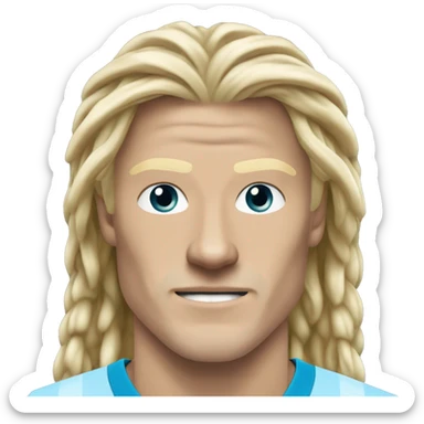 Erling Haaland with long hairs Manchester City sticker