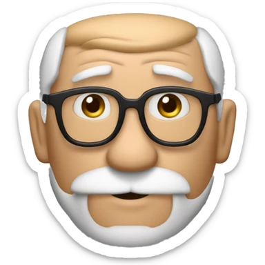 imágen al estilo de Disney Pixar de un abuelo moreno, con el pelo  muy corto y canoso, con gafas de pasta negra, ojos marrones, nariz pequeña,labios gruesos y barba de 3 días sticker