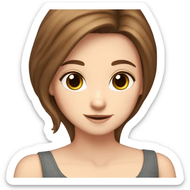 White girl Brown hair hug calico cat sticker