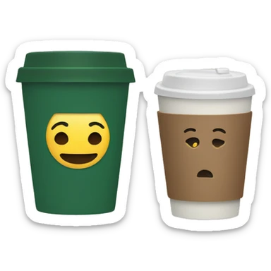 a coffee cup with a dark green lid, and a craft cup itself with a wish written on it sticker