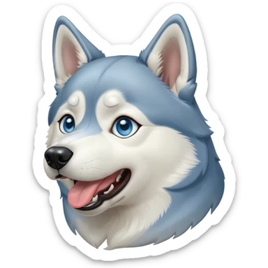 Cinematic Cute Yawning Siberian Husky Portrait Emoji, Head tilted slightly with a dramatic, wide-open yawn, showcasing a thick grey and white coat with a frosty sheen, floppy ears slightly drooping, round icy blue eyes barely open in drowsy contentment, Simplified yet irresistibly adorable features, highly detailed, glowing with a soft, cool glow, high shine, relaxed yet expressive, stylized with a touch of whimsy, bright and endearing, soft glowing outline, capturing the essence of a sleepy yet affectionate companion, so drowsy it feels like it could stretch out of the screen and curl up for a nap! sticker