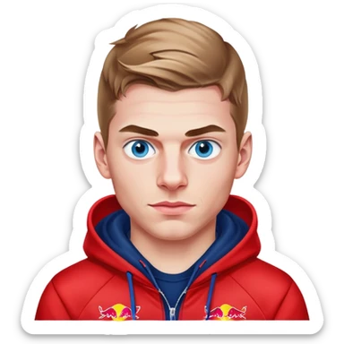 Max verstappen blue eyes in red bull hoodie sticker