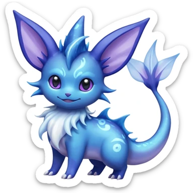 Nebulae Noibat-Aurorus-Vaporeon-Meowstic-Fakémon-hybrid-creature (full body)  sticker