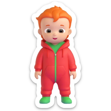 baby Jack Jack from The Incredibles with orange hair in red onesie sticker