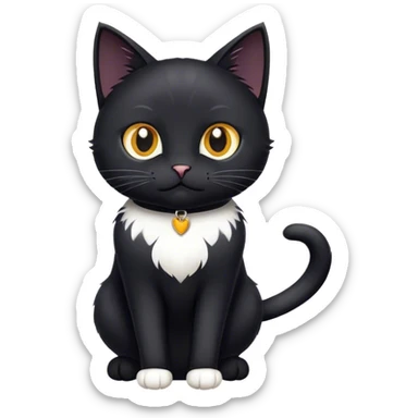 black cat white paws white chest sticker
