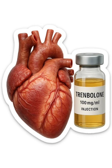 cuore umano anatomico con FIala MEDICa DI Trenbolone che gli FLUTTUA dietro, iperrealistico 4k, isolato su sfondo bianco, iperrealistico 4k, isolato su sfondo bianco sticker