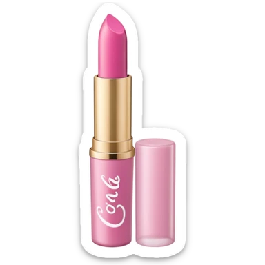 The image is of a pink lipstick from the brand Tarte. The lipstick is in a cylindrical tube with a white cap. The tube is made of plastic and has the brand name "Tarte" written in white cursive letters on the front. The cap is also pink and appears to be slightly open. The background is plain white. sticker