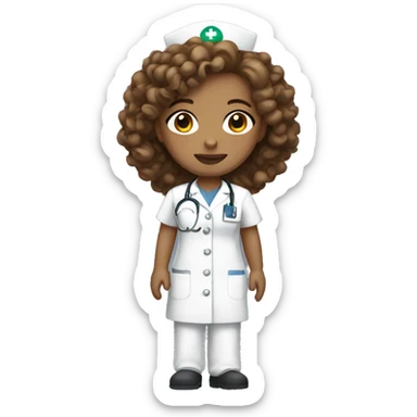 Light skin nurse with curly brown hair sticker
