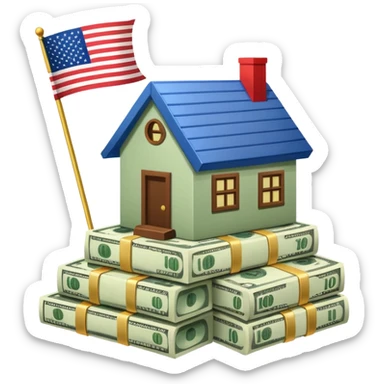 usa flag money house sticker