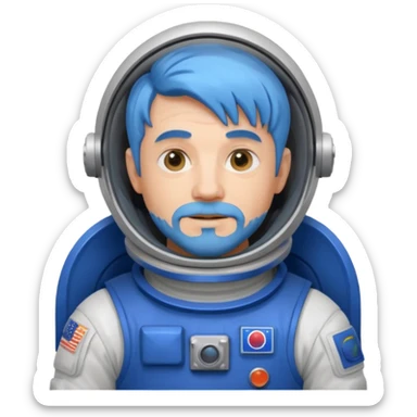 Astronauts, Middle-age, male, white skin, blue hair and blue beard sticker