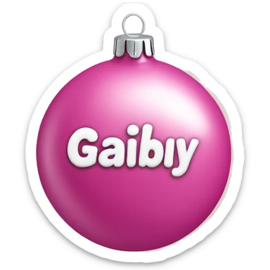 pink ornament with the name gabby on it in cursive sticker