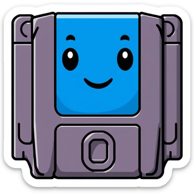 A cute sticker-style Nintendo 64 game cartridge with a smiling face sticker