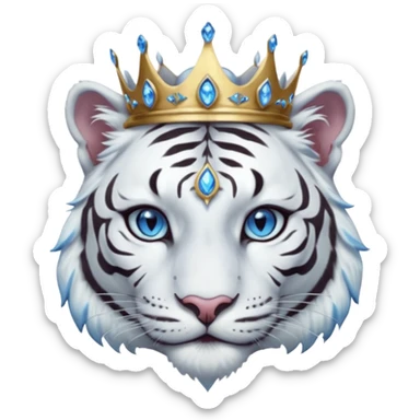 ESO Female white tiger khajiit leader of the umbral rose, blue eyes, blue 'third eye' gem, something symbolizing leadership ruling sticker