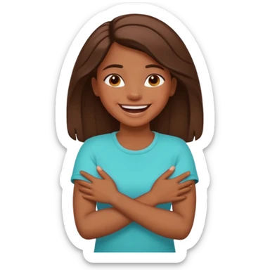 arms crossed holding neck laughing girl sticker