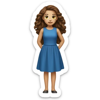 a girl whit a brown hair and blu dress sticker