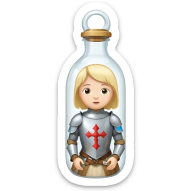 Jeanne d’arc en armure médiévale en enfermée dans un biberon  sticker