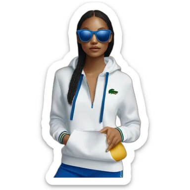 Lacoste bag girl with black lacoste hoodie e and blue oakley sportive sunglass  sticker