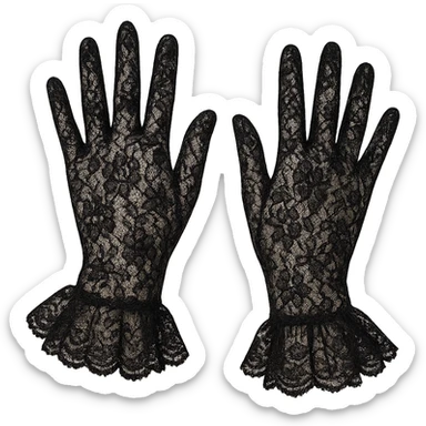 lace gloves in aristocrat goth style, black lace, elegant and delicate sticker