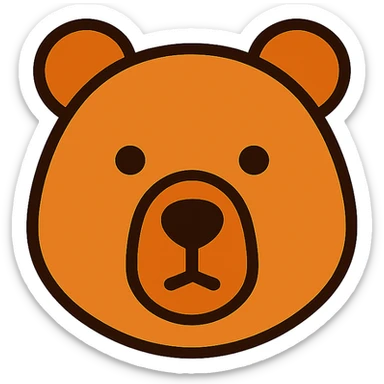 bear, lineal color outlined icon style, black outlines with color fill, playful and approachable sticker
