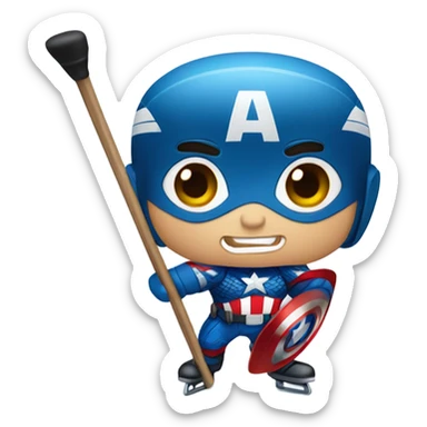 Captain America playing hockey  sticker