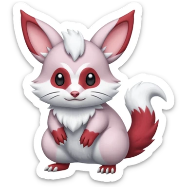  flurry fuzzy Absol-Minccino-Furret-Zangoose-Chinchilla-fusion-animal-Fakémon-hybrid-creature  sticker