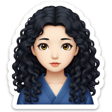 Japanese girl with long curly hair sticker