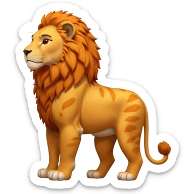 FULL BODY panthera leo male style wild, full flat  cute side profile design in 3d soft l centered composition cartoon style128x128 pixels sticker