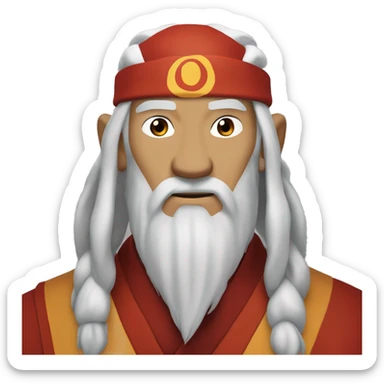 avatar roku from avatar the last airbender. he should be white, an older man, and have long white hair and a long white beard in a fire nation uniform with fire nation red color. e needs to be in the red uniform sticker
