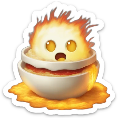 calcifer from howl's moving castle eat scrambled eggs sticker