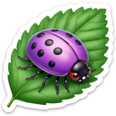  cute purple lady bug on leaf sticker