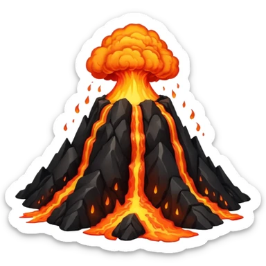 an erupting volcano with lava sticker