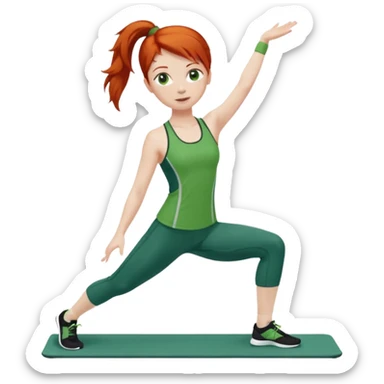 pilates girl whit redhead whit green olvide sports set sticker