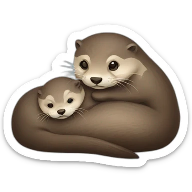 Mother otter with a baby lying on her stomach sticker
