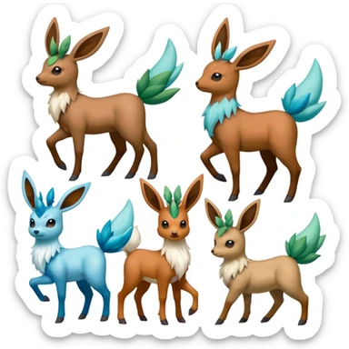 Stantler-Glaceon-Skiddo-Mudbray-Amaura-Flareon-Virizion-fusion-creature-hybrid (full body) sticker