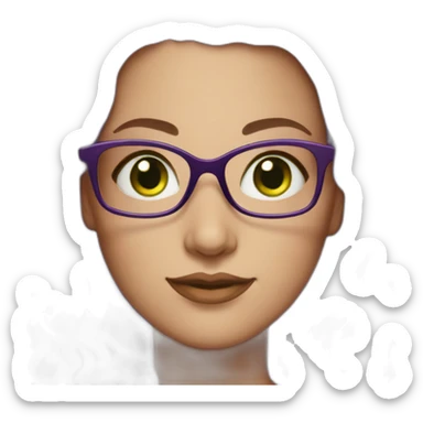 curvy-white-woman,wavy-purple-hair,green-eyes-square-glasses sticker