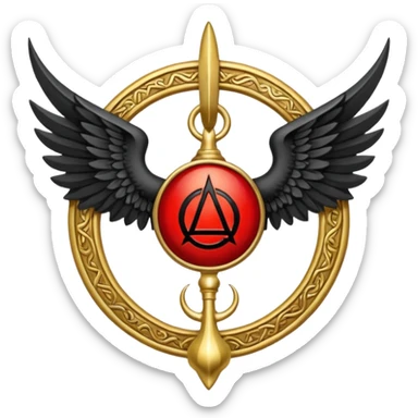 Holy Emblem with black wings and horn and red tetragrammaton in the middle sticker
