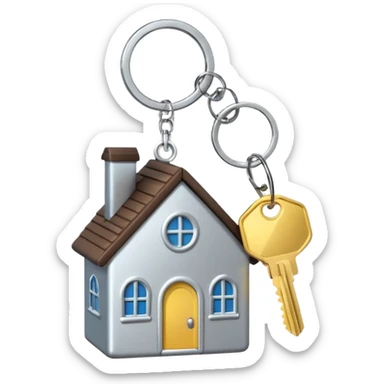 keyring with keys and a house-shaped keychain, emoji style sticker