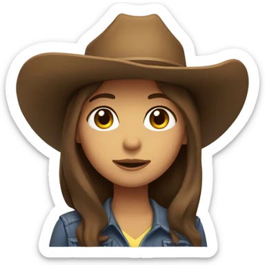 brown hair girl with brown cowboy hat, default yellow skin sticker