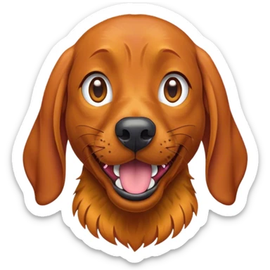 Cinematic Comical Vizsla Portrait Emoji, Head tilted dramatically with an exaggeratedly amused expression, featuring a striking rust and gold Fur with bold accents, wide, expressive amber eyes filled with playful disbelief, Simplified yet hilariously expressive features, highly detailed, glowing with a slightly sassy glow, high shine, dramatic yet playful, stylized with an air of cheeky mischief, bright and endearing, soft glowing outline, capturing the essence of a spirited and over-the-top companion, so meme-worthy it feels like it could side-eye its way into internet fame instantly! sticker