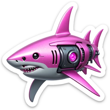 glitter mech shark pink cyberpunk sticker