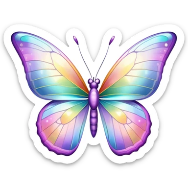 Pastel sparkly glittery iridescent rainbow transparent butterfly sticker