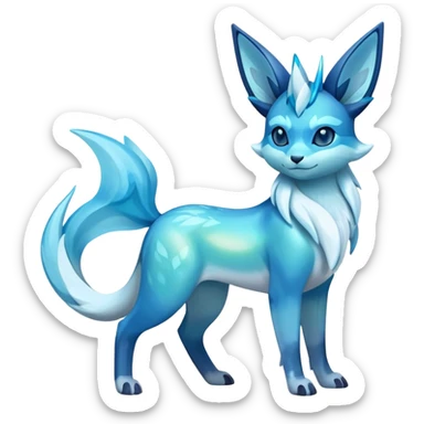 Colorful Iridescent Exotic Amaura-Aurorus-Glaceon-Fakémon-hybrid-creature (full body)  sticker